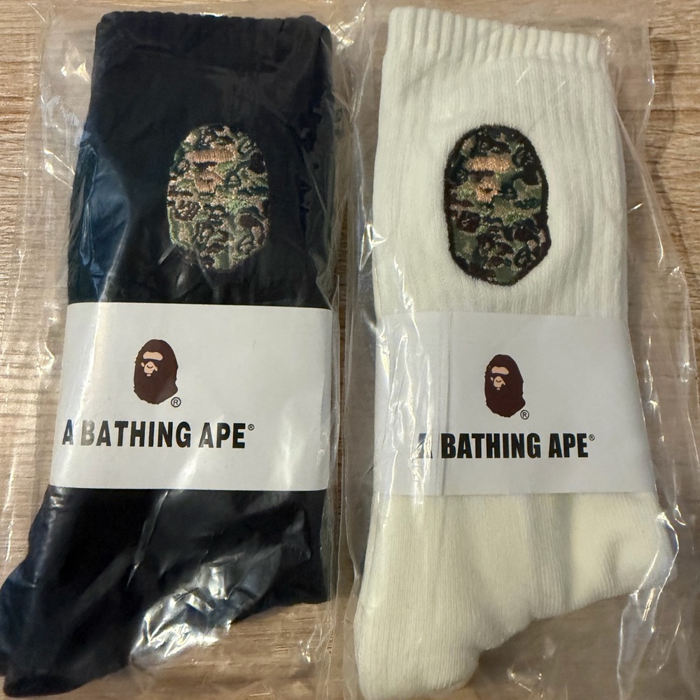 Bape camo Black White Socks 2 pair men’s